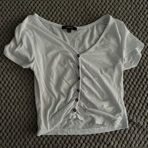White button down with faux buttons